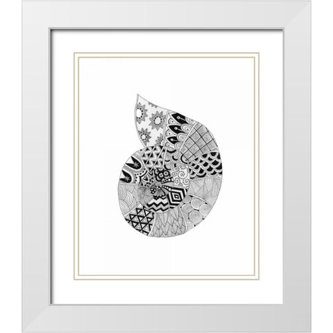 BW Decorated Nautilus White Modern Wood Framed Art Print with Double Matting by Varacek, Pam