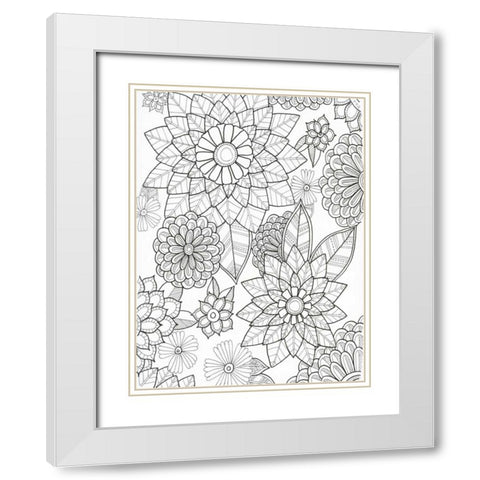 Floral White Modern Wood Framed Art Print with Double Matting by Varacek, Pam