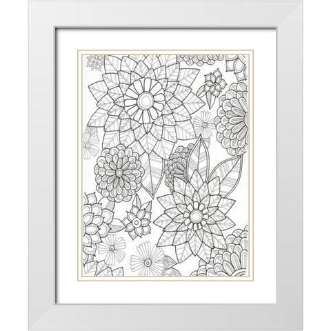 Floral White Modern Wood Framed Art Print with Double Matting by Varacek, Pam