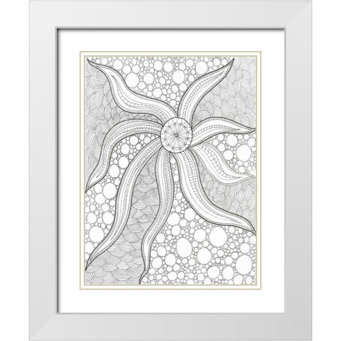 Coastal Starfish White Modern Wood Framed Art Print with Double Matting by Varacek, Pam