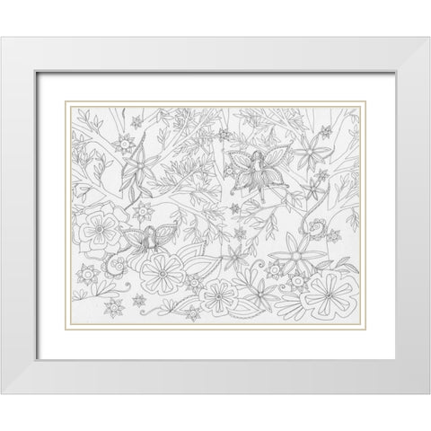 Fairy Floral White Modern Wood Framed Art Print with Double Matting by Varacek, Pam
