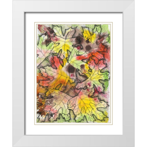 Fall Foliage White Modern Wood Framed Art Print with Double Matting by Varacek, Pam