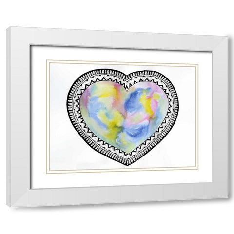 Tribal Heart White Modern Wood Framed Art Print with Double Matting by Varacek, Pam