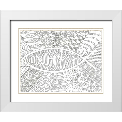 Eternal Fish White Modern Wood Framed Art Print with Double Matting by Varacek, Pam