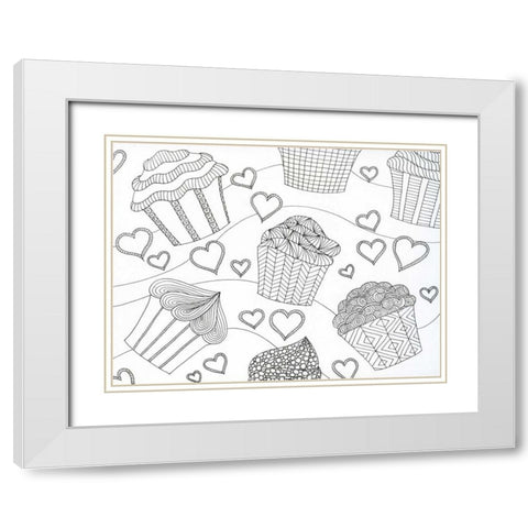 Cupcake Love White Modern Wood Framed Art Print with Double Matting by Varacek, Pam