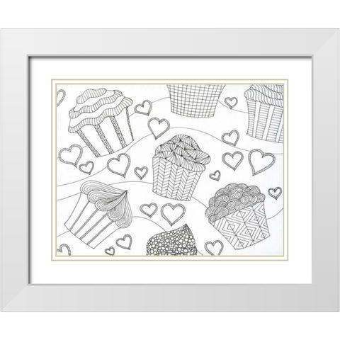 Cupcake Love White Modern Wood Framed Art Print with Double Matting by Varacek, Pam