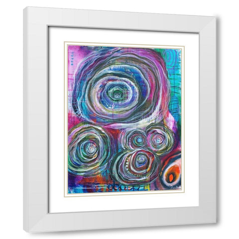 Circular Abstraction White Modern Wood Framed Art Print with Double Matting by Varacek, Pam