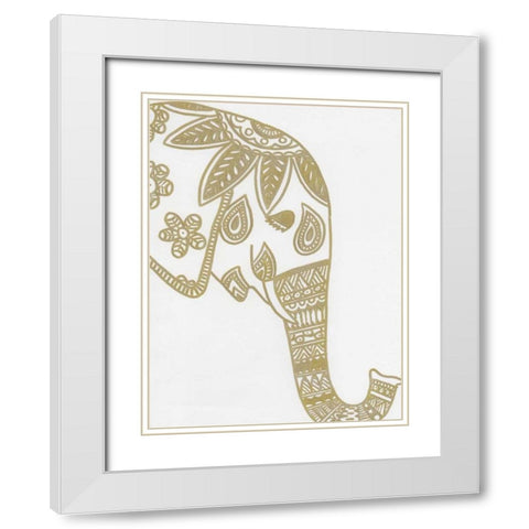 Elephant Gold 3 White Modern Wood Framed Art Print with Double Matting by Varacek, Pam