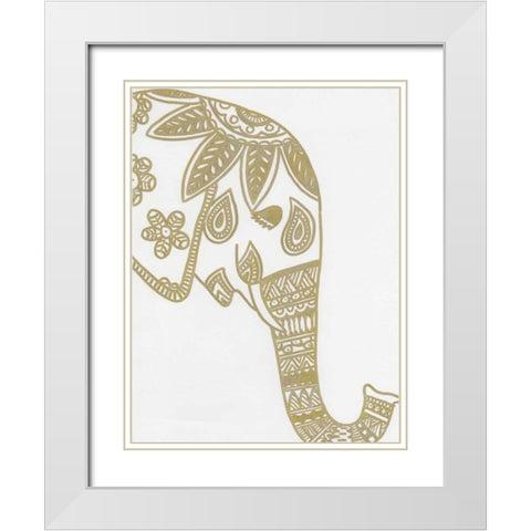 Elephant Gold 3 White Modern Wood Framed Art Print with Double Matting by Varacek, Pam