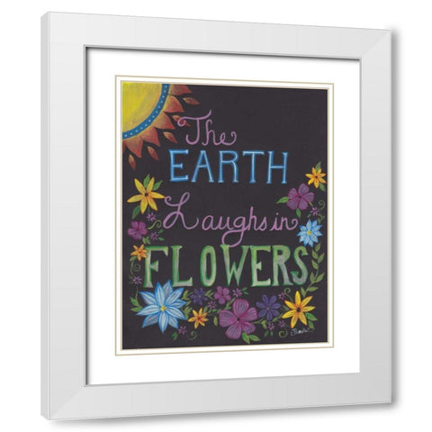 Laughing Flowers White Modern Wood Framed Art Print with Double Matting by Varacek, Pam