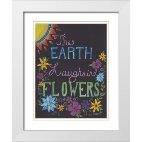 Laughing Flowers White Modern Wood Framed Art Print with Double Matting by Varacek, Pam