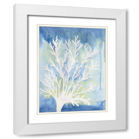 Blue Coral White Modern Wood Framed Art Print with Double Matting by Varacek, Pam