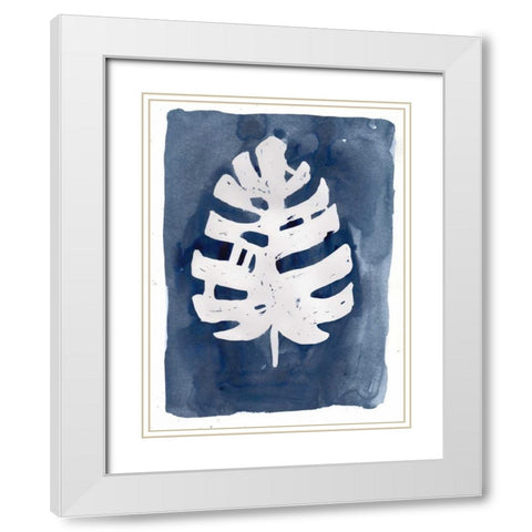 Indigo Silhouette D White Modern Wood Framed Art Print with Double Matting by Varacek, Pam