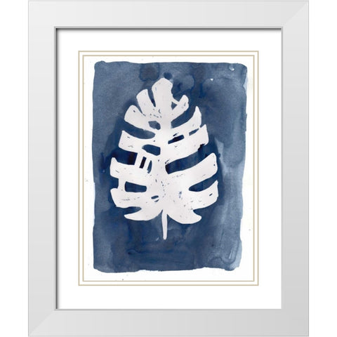 Indigo Silhouette D White Modern Wood Framed Art Print with Double Matting by Varacek, Pam