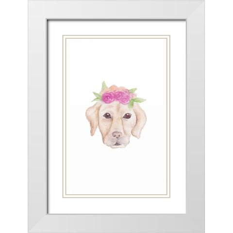 Petunia Pup White Modern Wood Framed Art Print with Double Matting by Varacek, Pam