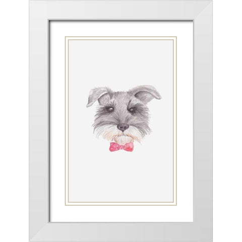 Bowtie Blackie White Modern Wood Framed Art Print with Double Matting by Varacek, Pam