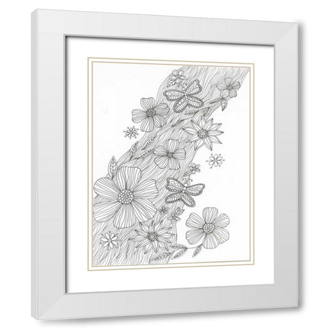 Spring Shower White Modern Wood Framed Art Print with Double Matting by Varacek, Pam