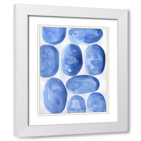 Indigo Stones White Modern Wood Framed Art Print with Double Matting by Varacek, Pam