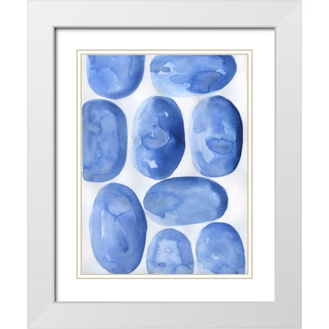Indigo Stones White Modern Wood Framed Art Print with Double Matting by Varacek, Pam