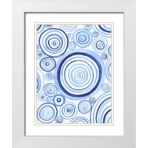 Mesmerized Blues 1 White Modern Wood Framed Art Print with Double Matting by Varacek, Pam