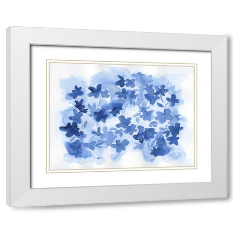 Indigo Flower Bush White Modern Wood Framed Art Print with Double Matting by Varacek, Pam