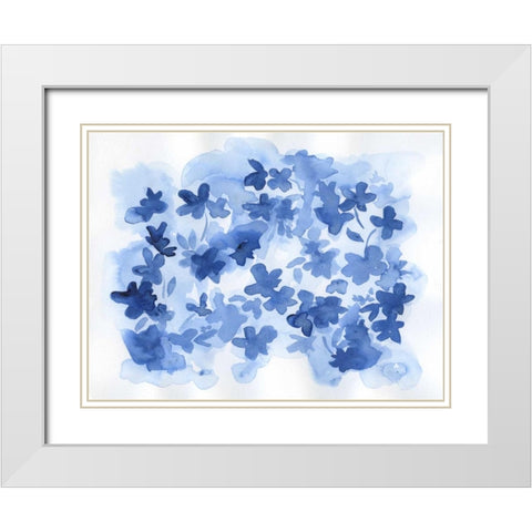 Indigo Flower Bush White Modern Wood Framed Art Print with Double Matting by Varacek, Pam