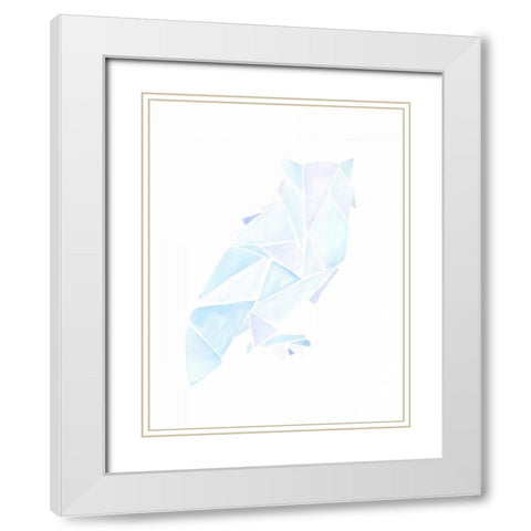 Geometric Owl White Modern Wood Framed Art Print with Double Matting by Varacek, Pam