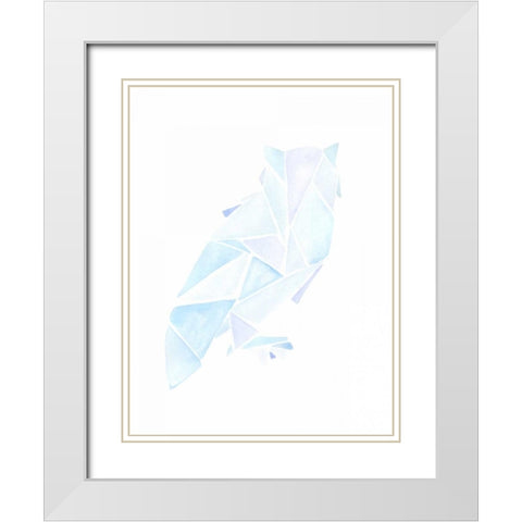 Geometric Owl White Modern Wood Framed Art Print with Double Matting by Varacek, Pam