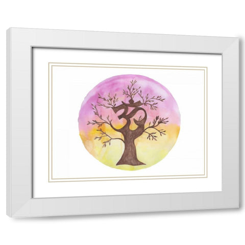 Zenful Tree White Modern Wood Framed Art Print with Double Matting by Varacek, Pam
