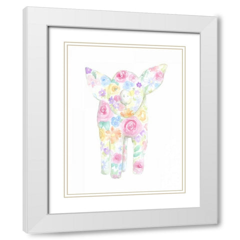 Floral Piggy White Modern Wood Framed Art Print with Double Matting by Varacek, Pam