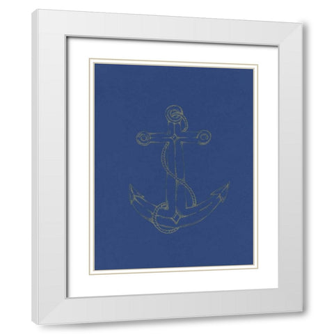 Glowing Indigo Anchor White Modern Wood Framed Art Print with Double Matting by Varacek, Pam
