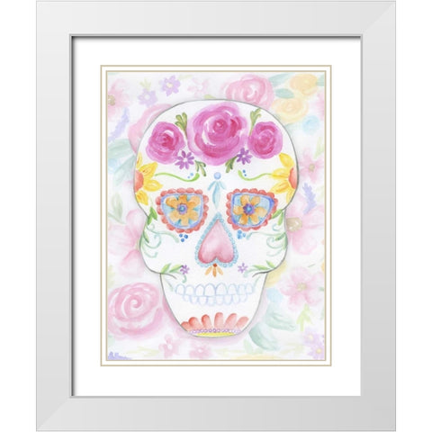 Calavera Dreaming Behind White Modern Wood Framed Art Print with Double Matting by Varacek, Pam