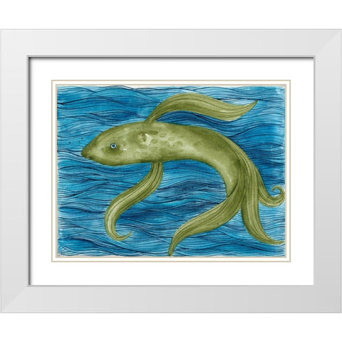Aquatic Dance White Modern Wood Framed Art Print with Double Matting by Varacek, Pam