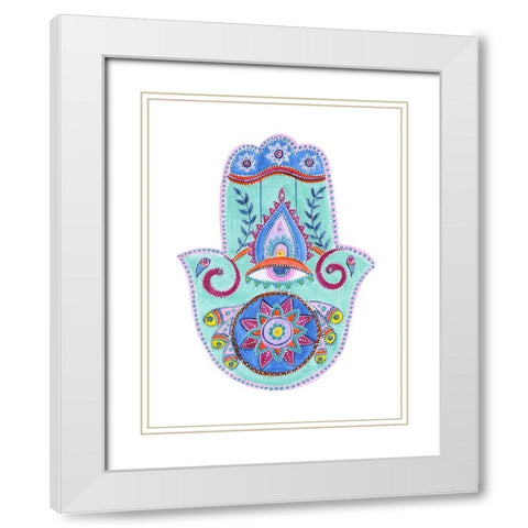 Buddha Palm White Modern Wood Framed Art Print with Double Matting by Varacek, Pam