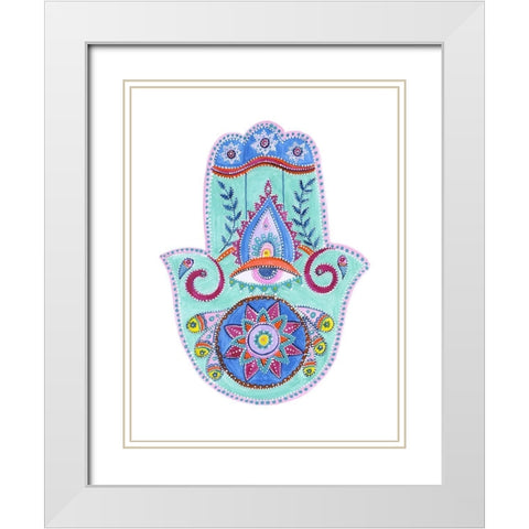 Buddha Palm White Modern Wood Framed Art Print with Double Matting by Varacek, Pam