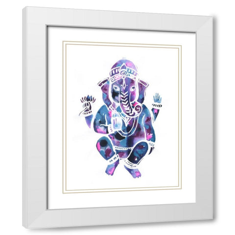 Buddha Elephant White Modern Wood Framed Art Print with Double Matting by Varacek, Pam