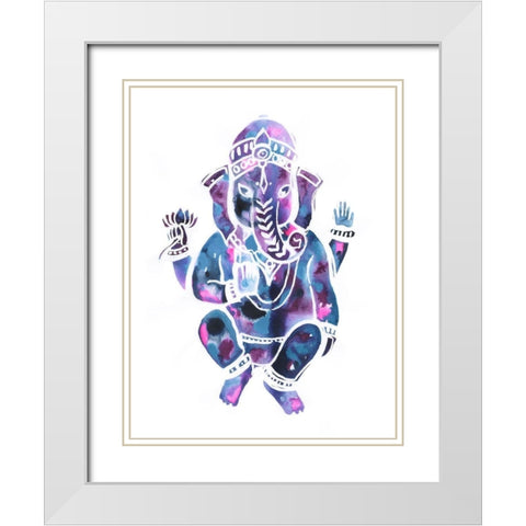 Buddha Elephant White Modern Wood Framed Art Print with Double Matting by Varacek, Pam