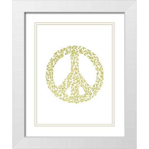 Peace Flourish White Modern Wood Framed Art Print with Double Matting by Varacek, Pam