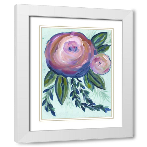 Elegant Bloom 1 White Modern Wood Framed Art Print with Double Matting by Varacek, Pam
