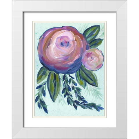 Elegant Bloom 1 White Modern Wood Framed Art Print with Double Matting by Varacek, Pam