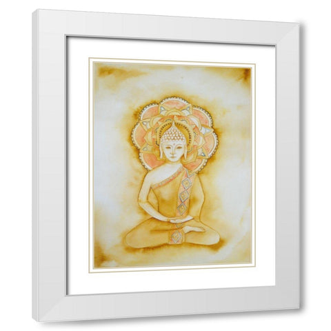 Natural Buddha White Modern Wood Framed Art Print with Double Matting by Varacek, Pam