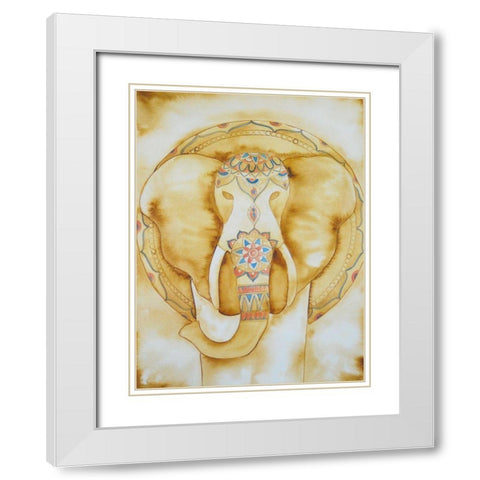 Natural Elephant White Modern Wood Framed Art Print with Double Matting by Varacek, Pam
