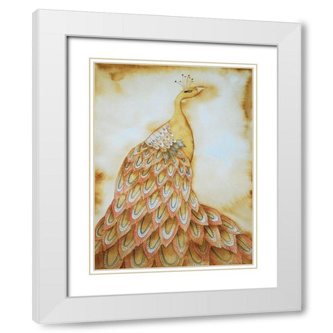 Natural Peacock White Modern Wood Framed Art Print with Double Matting by Varacek, Pam