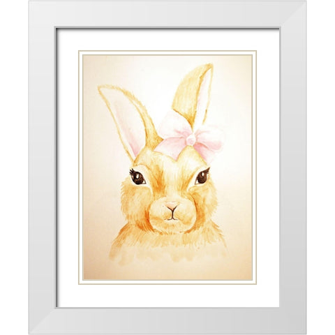 Cute Bunny White Modern Wood Framed Art Print with Double Matting by Varacek, Pam