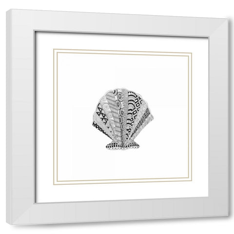 Decorated Scallop White Modern Wood Framed Art Print with Double Matting by Varacek, Pam