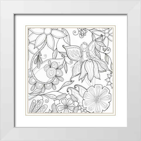 Floral and Fairy White Modern Wood Framed Art Print with Double Matting by Varacek, Pam