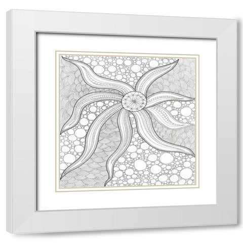 Coastal Starfish White Modern Wood Framed Art Print with Double Matting by Varacek, Pam