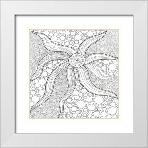 Coastal Starfish White Modern Wood Framed Art Print with Double Matting by Varacek, Pam