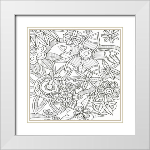 Intricate Flowers White Modern Wood Framed Art Print with Double Matting by Varacek, Pam