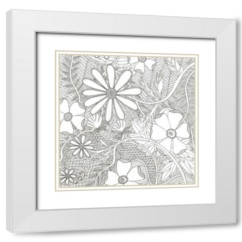 Wild Daisys Less White Modern Wood Framed Art Print with Double Matting by Varacek, Pam